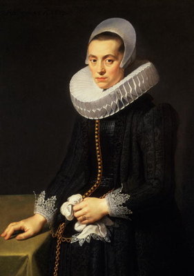 Portrait of a Lady in a Black Dress by Nicolaes Eliasz - print