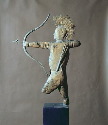 Weather vane in the form of an American Indian, c.1820 (gold leaf) by Anonymous - print