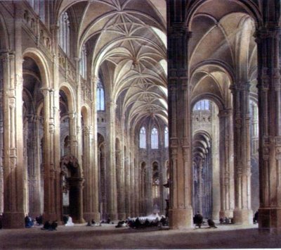 The Interior of St. Eustache, Paris, 19th century by Thomas Allom - print