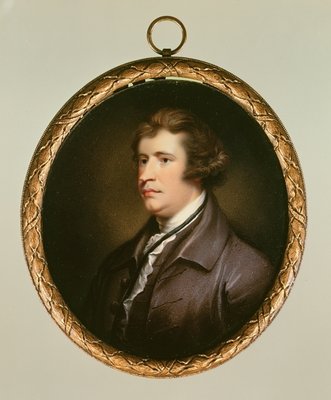 Miniature of Edmund Burke, 1795 (w/c on card) by English School - print