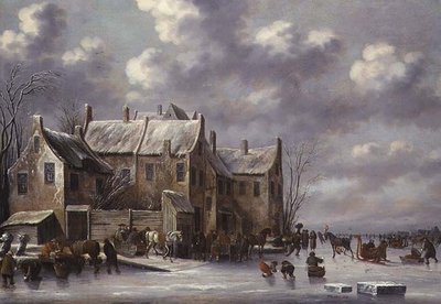 Winter Scene with View at Medemblik by Thomas Heeremans - print