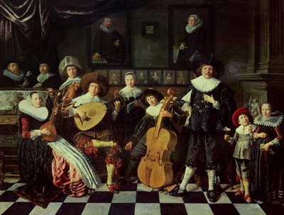 Family Making Music (oil on panel) by Jan Miense Molenaer - print