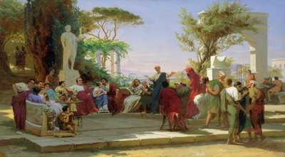 Horatius Reading his Satires to Maecenas, 1863 (oil on cardboard) by Fedor Andreevich Bronnikov - print