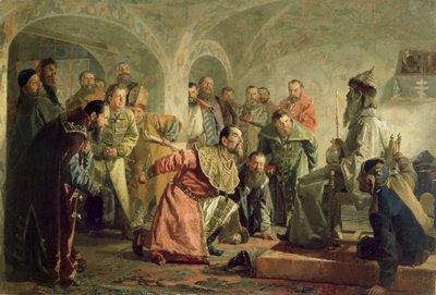 The Oprichnina at the Court of Ivan IV (1530-84) (oil on canvas) by Nikolai Vasilievich Nevrev - print