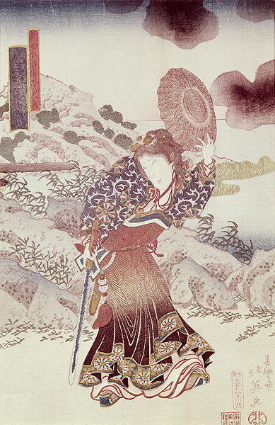 Unidentified actor as Kosanro Ichojosei by Shunko Hokuei (d.1837), pub. c.1830, (colour woodblock print) by Japanese School - print