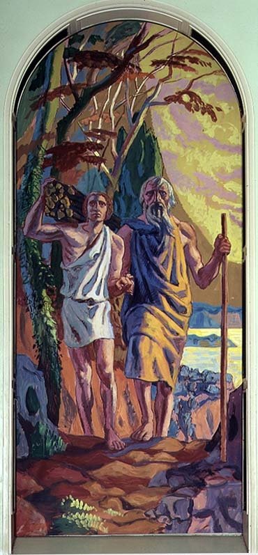 Abraham going to offer Isaac his son by Anonymous - print