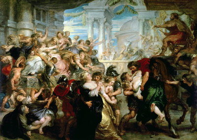The Rape of the Sabine Women, c.1635-40 (oil on panel) by Peter Paul Rubens - print