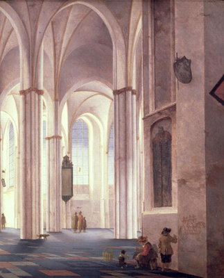The Interior of the Buurkerk at Utrecht, 1644 (oil on panel) by Pieter Jansz Saenredam - print