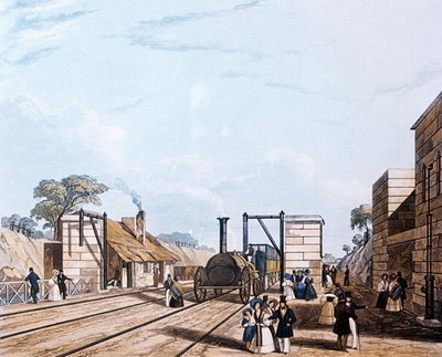 Fine Art Print of Liverpool and Manchester Railway: Taking water at Parkside, 1831 by Daniel Havell