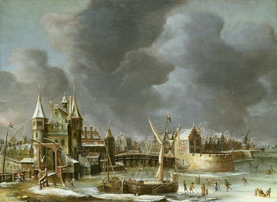A View of the Regulierspoort, Amsterdam, in winter by Jan Abrahamsz. Beerstraten - print