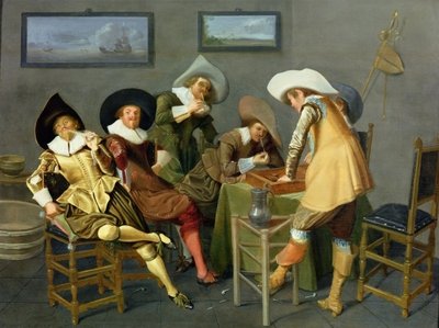 Cavaliers in a tavern (oil on canvas) by Dirck Hals - print