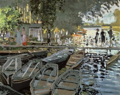 Bathers at La Grenouillere, 1869 (oil on canvas) (for detail see 67639) by Claude Monet - print