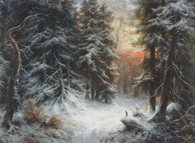 Snow Scene in the Black Forest, 19th century by Carl Friedrich Wilhelm Trautschold - print