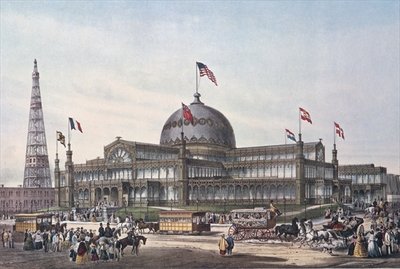 New York Crystal Palace, built for World Fair in 1853 (colour litho) by Sydney Currie - print