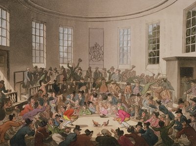 Royal Cock Pit, 1808, engraved by John Bluck (fl.1791-1819) (colour litho) by T. Rowlandson - print