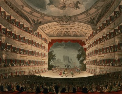 New Covent Garden Theatre, 1810, from 'Ackermann's Microcosm of London' (aquatint) by T. Rowlandson - print