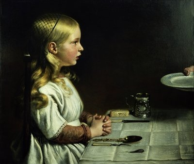 Florence Cope Saying Grace at Dinnertime by Charles West Cope - print