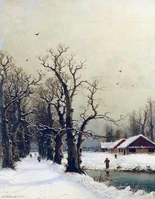 Winter scene, 19th century by Nils Hans Christiansen - print