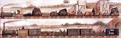 Liverpool and Manchester Railway: Freight and livestock (colour litho) by English School - print