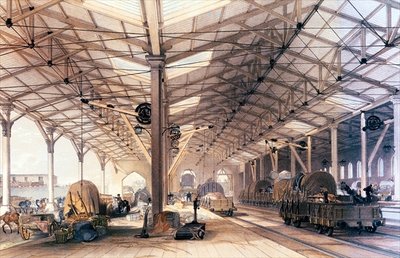 Great Western Railway: Freight shed at Bristol (colour litho) by English School - print