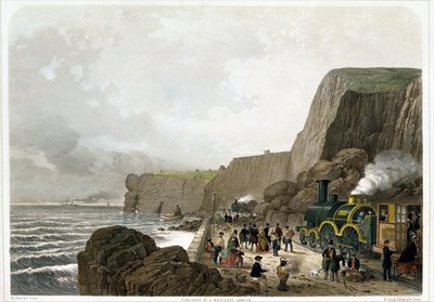 South Devon Railway: Landslip near the Parson and Clerk Rock, Dec. 29th 1852 (colour litho) by English School - print