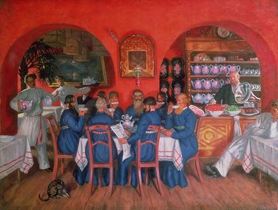 Moscow Cafe, 1916 (oil on canvas) by Boris Mihajlovic Kustodiev - print