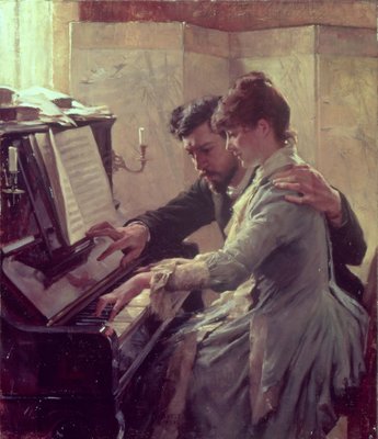 Fine Art Print of At the Piano by Albert Gustaf Aristides Edelfelt