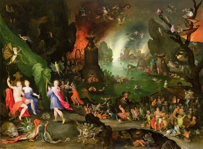 Orpheus with a Harp Playing to Pluto and Persephone in the Underworld (oil on panel) by Jan the Elder Brueghel - print