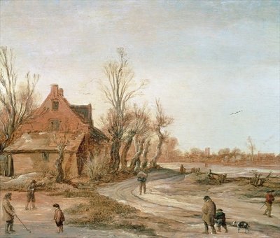 Winter Landscape, 1623 (oil on panel) by Esaias I van de Velde - print