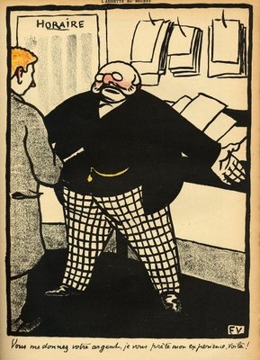 Fine Art Print of A business man and his client, from 'Crimes and Punishments', special edition of 'L'Assiette au Beurre', 1st March 1902 by Felix Edouard Vallotton