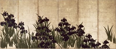 Irises (folding screen) by Ogata Korin - print