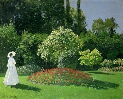 Jeanne Marie Lecadre in the Garden, 1866 (oil on canvas) by Claude Monet - print