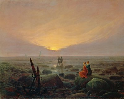 Moon Rising Over the Sea, 1821 (oil on canvas) by Caspar David Friedrich - print