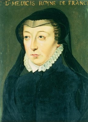 Catherine de Medici (oil on panel) by French School - print