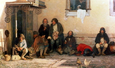 Dinner at the Zemstvo, 1872 (oil on canvas) by Grigori Grigorievich Mjasoedov - print