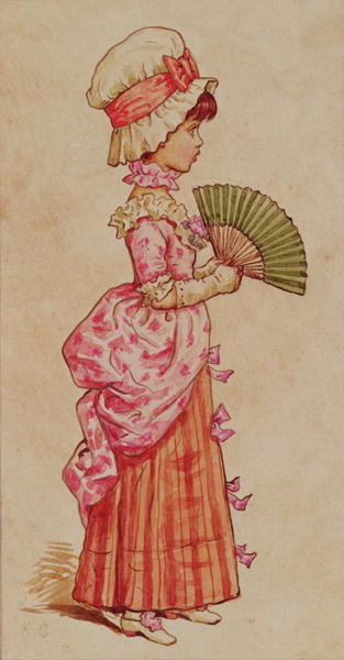 For the Dance, one of a set of 12 illustrations from 'Christmas in Little Peopleton Manor' for The Illustrated London News, 1879 by Kate Greenaway - print