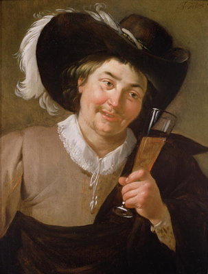 Portrait of a Man Holding a Wine Glass by Jan van Bijlert or Bylert - print