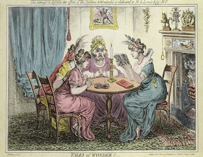 'Tales of Wonder - This attempt to describe the effects of the sublime and wonderful is dedicated to M.G. Lewis Esq', illustration published 1802 (colour litho) by James Gillray - print