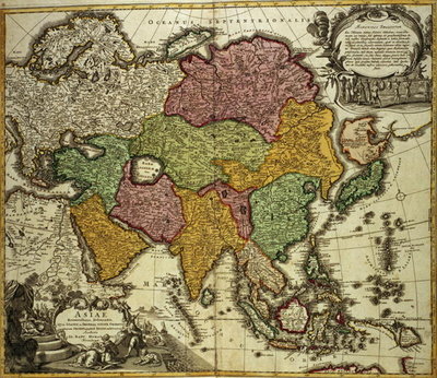 Map of Asia, Nuremberg, c.1730 (coloured engraving) by Johann Baptist Homann - print