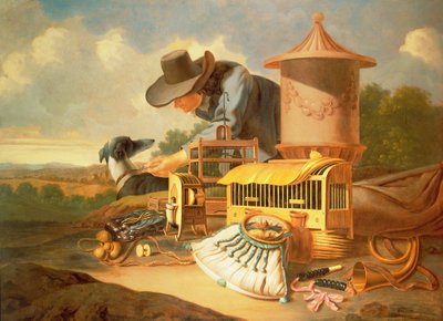 A Birdcatcher and His Dog (oil) by Antonius Leemans - print
