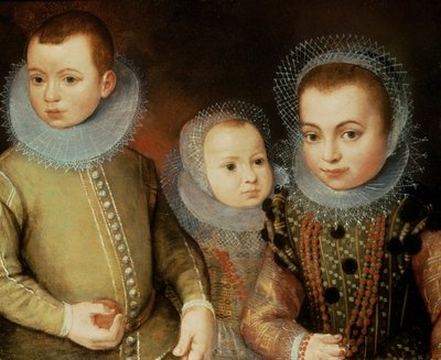 Portrait of Three Tudor Children by F.F. - print
