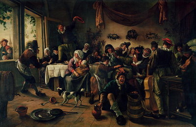 Wedding Party (oil on canvas) by Jan Havicksz. Steen - print