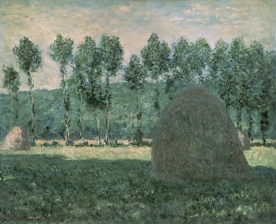 Haystacks near Giverny, c.1884-89 (oil on canvas) by Claude Monet - print
