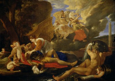 Rinaldo and Armida (oil on canvas) by Nicolas Poussin - print