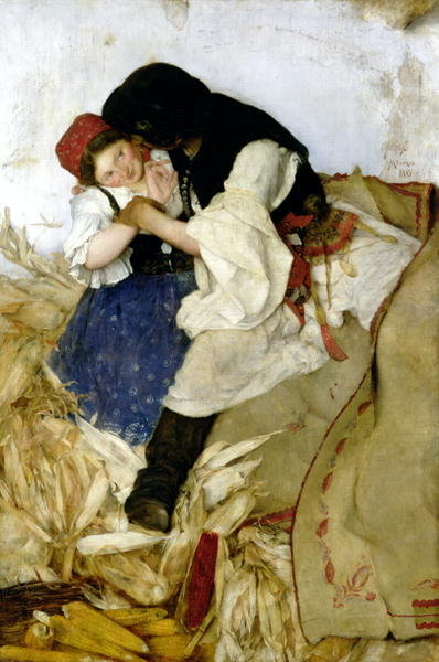 Husking Corn, 1885 by Simon Hollosy - print