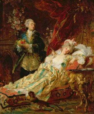 Louis XV and Madame Dubarry (oil on canvas) by Gyula Benczur - print