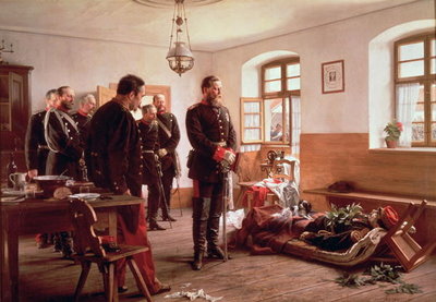 Crown Prince Frederick by the corpse of General Douay at the Battle of Wissembourg, 1870 by Anton Alexander von Werner - print