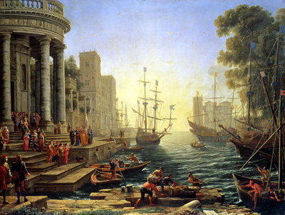 Seaport with the Embarkation of St. Ursula (oil on canvas) by Claude Lorrain - print