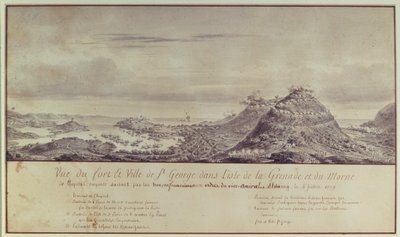 The French Capture Grenada, 1779 (watercolour) by Pierre Ozanne - print