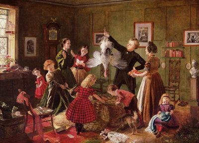 The Christmas Hamper (oil on canvas) by Robert Braithwaite Martineau - print